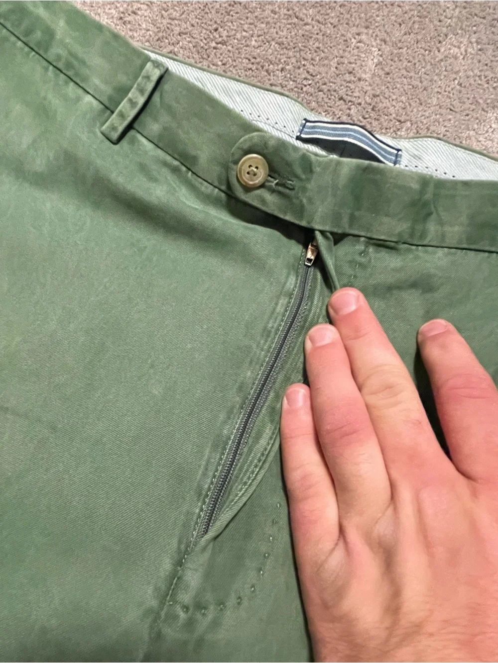 Peter Millar Chino Pants Men’s 36x32 Green Pima Cotton Flat Front Casual Golf